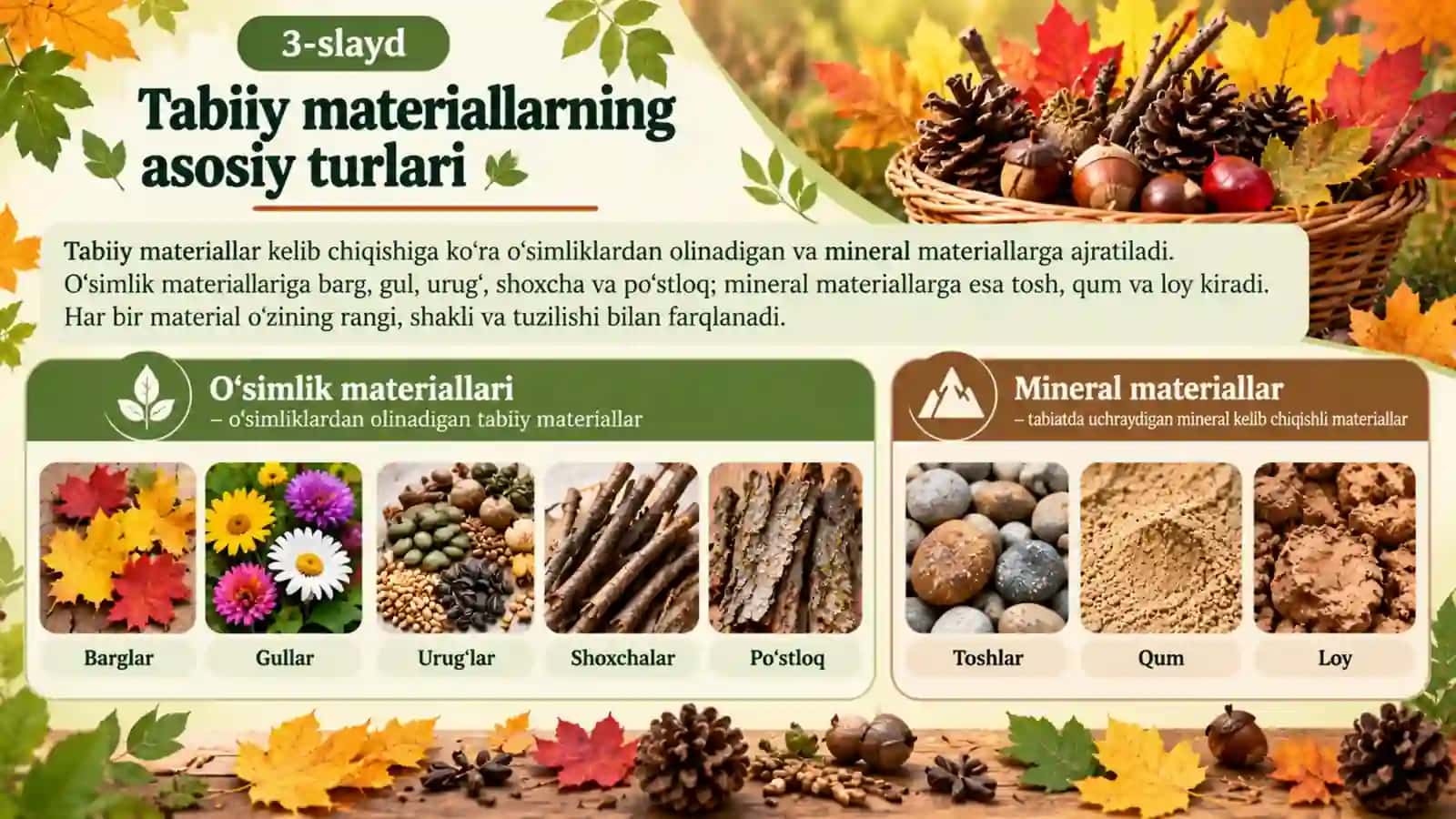 Tabiat materiallaridan ko‘rgazmalar tayyorlash 3