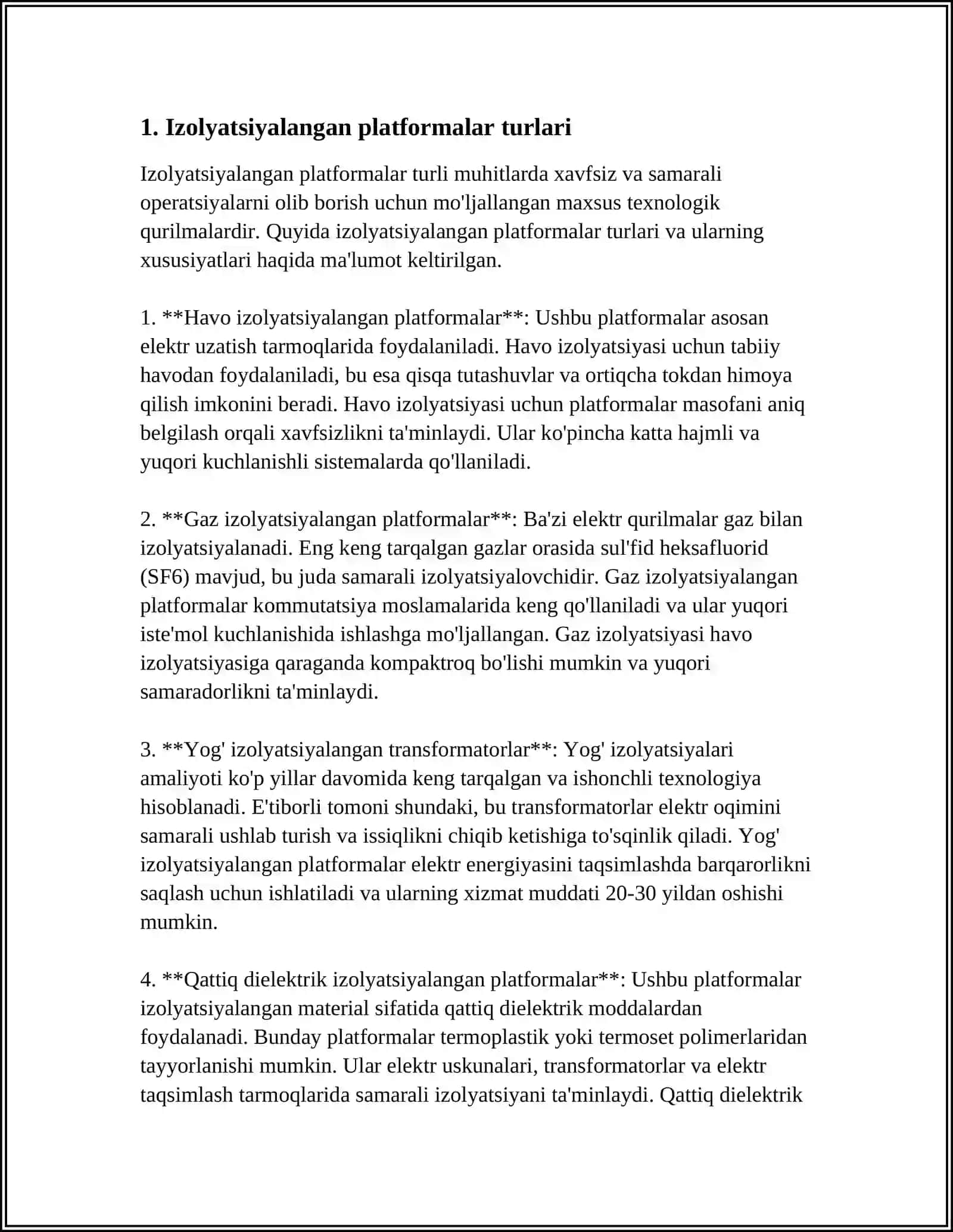AVTOMATRITSA IZOLATSIYALANGAN PLATFORMA SINOVLARINING ASOSIY SHARTLARI 3