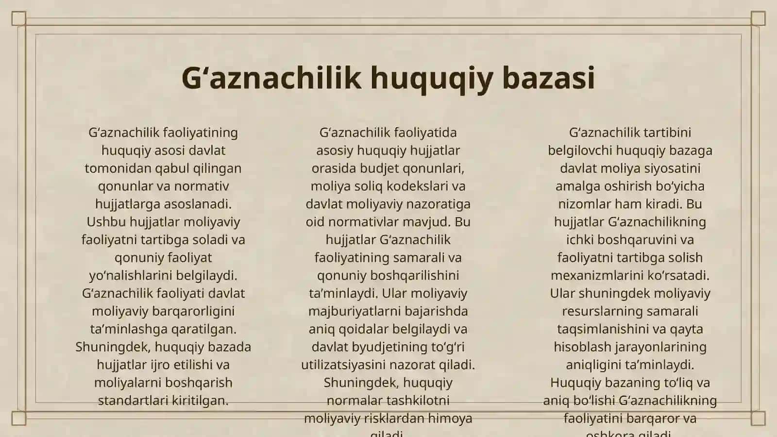 IQTISODIYOT VA MOLIYA VAZIRLIGI GʻAZNACHILIGI FAOLIYATINI TASHKIL ETISH 3