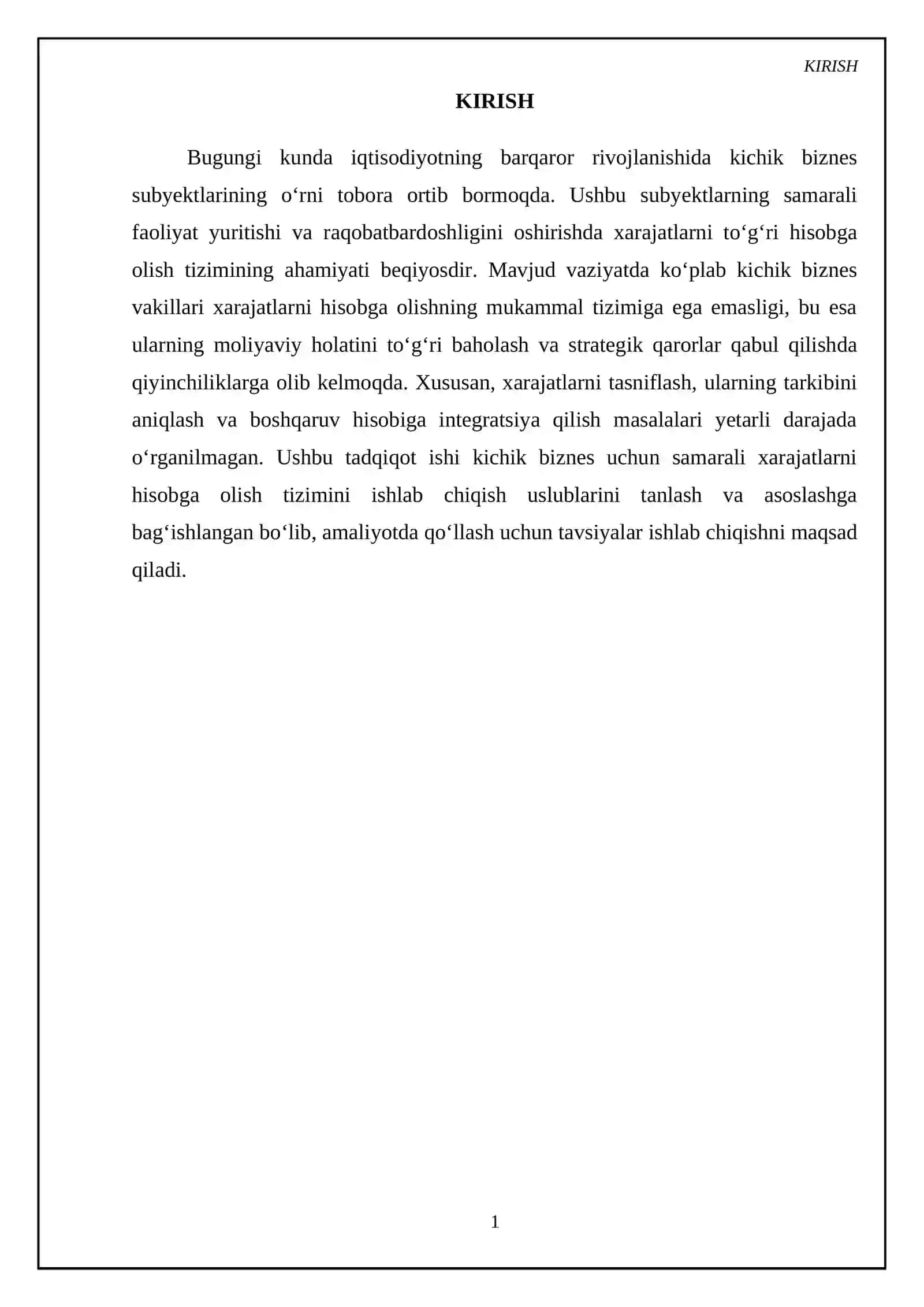 Kichik biznes uchun xarajatlarni hisobga olish tizimini ishlab chiqish: usulini tankash va asoslash 3