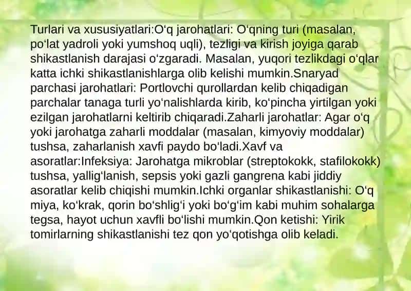 O'qotarquroldan yetkazilgan jarohatlar 3