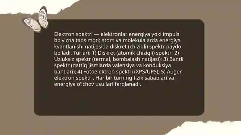 Elektron spektrlari va ularning qo‘llanilishi 3
