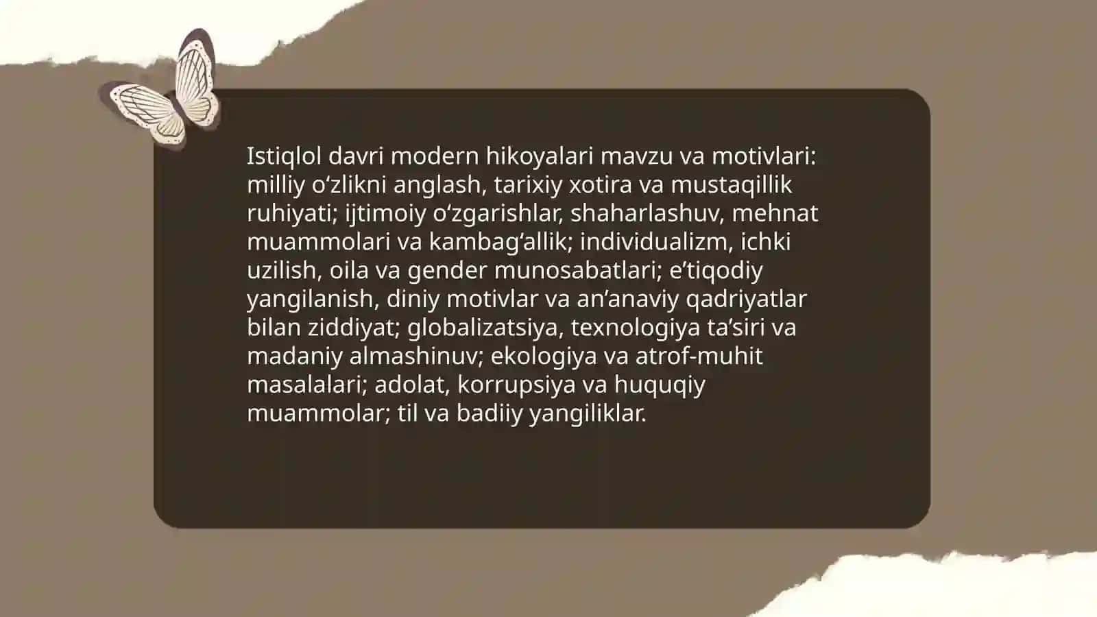 Istiqlol davri modern hikoyalari 3