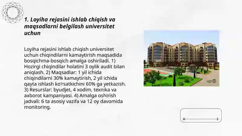 Universitetda chiqindilarni kamaytirish loyihasi 3