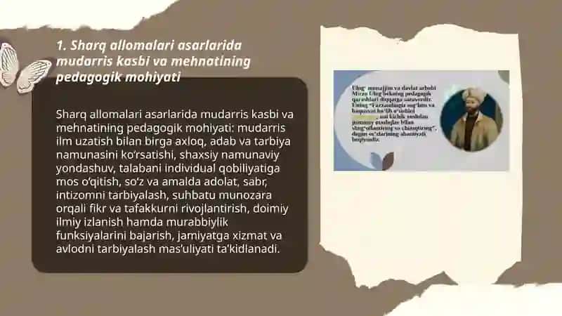 Sharq allomalarining asarlarida mudarrislar mehnati to‘g‘risida ilg‘or pedagogik fikrlar 3