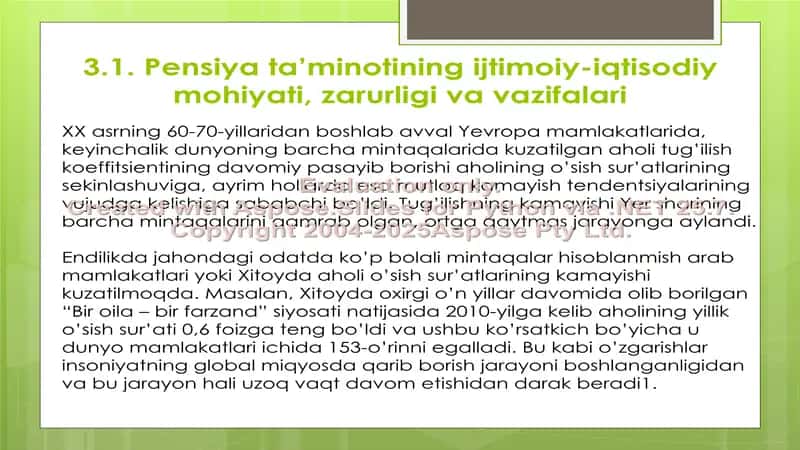 Davlat ijtimoiy siyosatini amalga oshirishda davlat pensiya ta’minotining zarurligi, ahmiyati va xususiyatlari 3