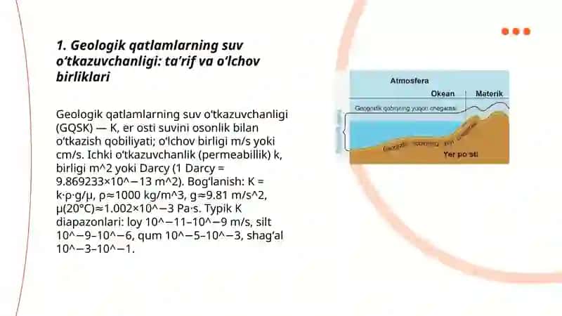 Geologik qatlamlarning suv oʻtkazuvchanlik xususiyatlari 3