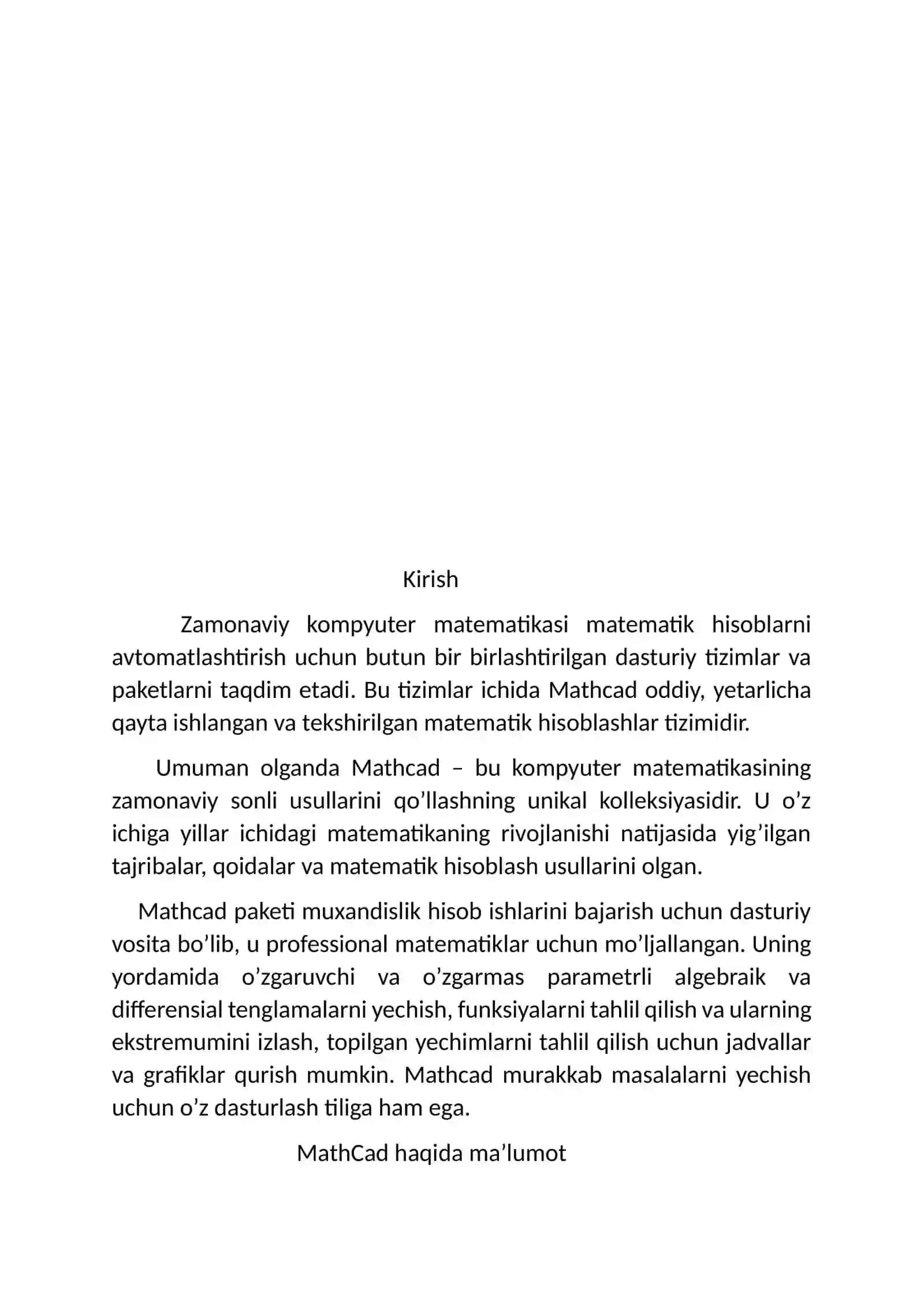MathCADda simulyatsiya muhiti 3
