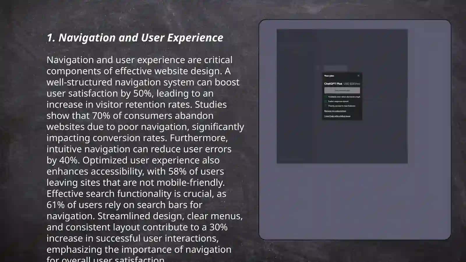 Navigation and User Experience 3
