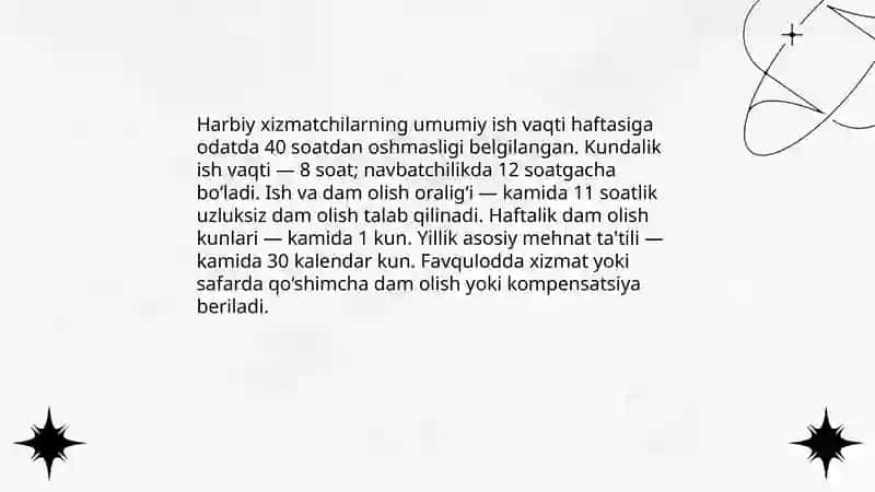 Harbiy xizmatchilarning mehnat sharoitlari 3