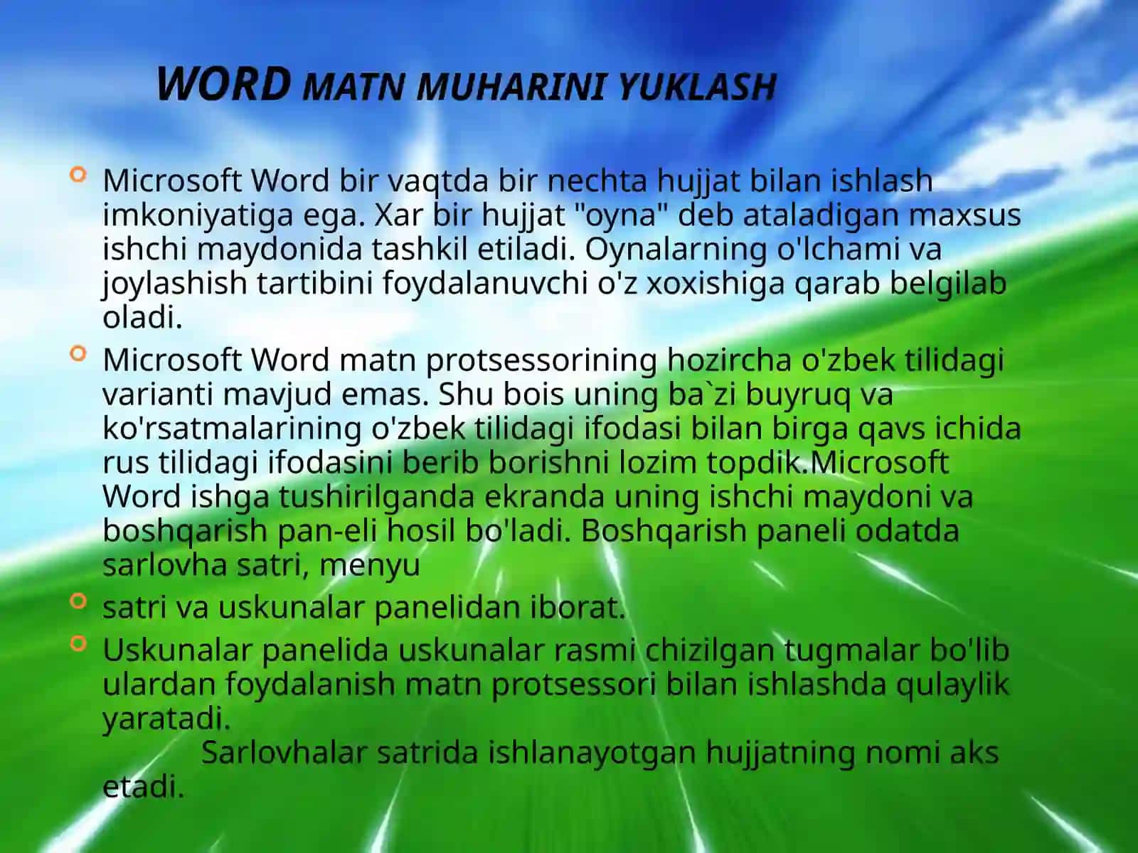 Microsoft Word matn muharirida ishlash 3