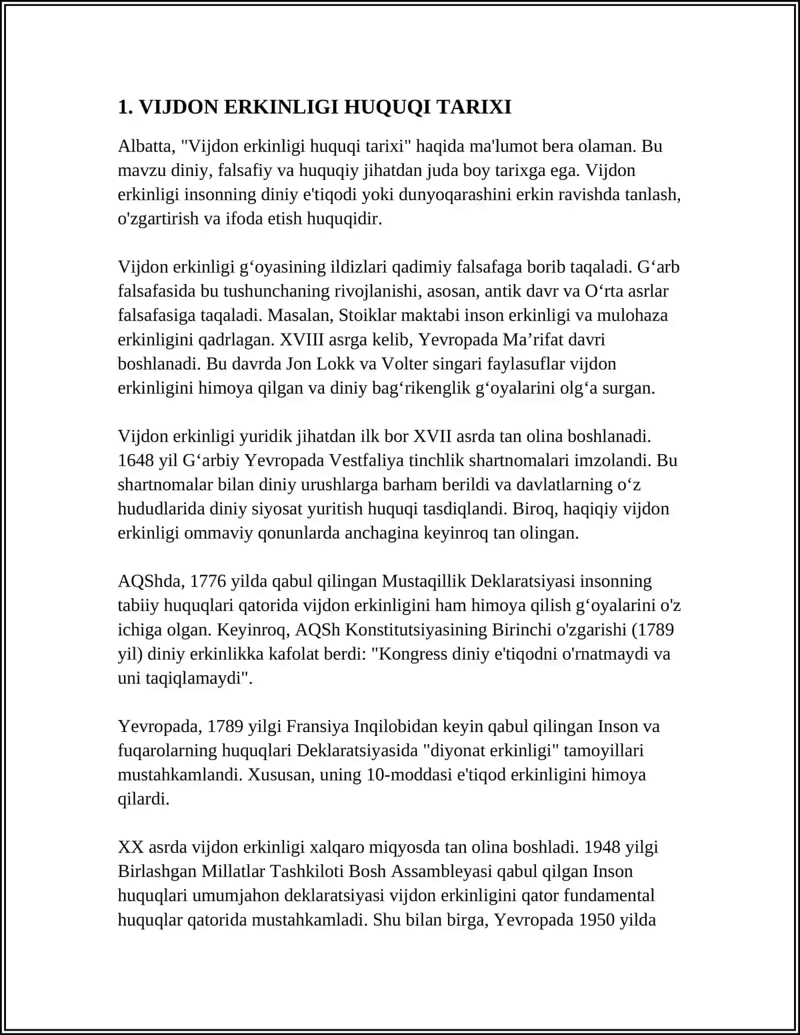 VIJDON ERKINLIGI HUQUQI 3