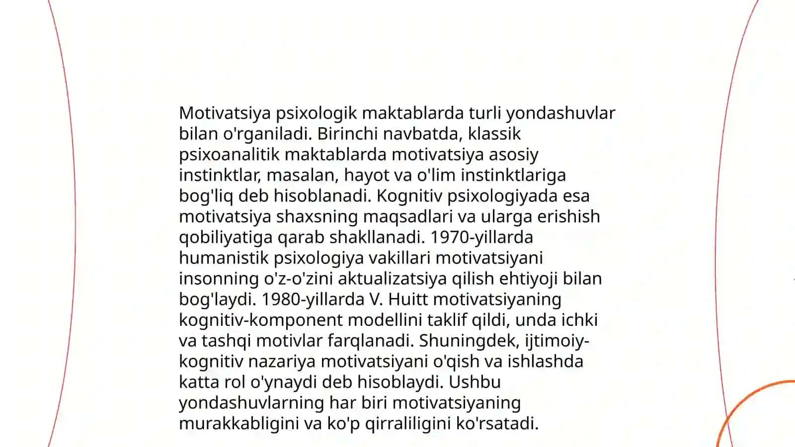 Turli psixologoya maktabida motivatsiya muammosini o'rganilishi 3