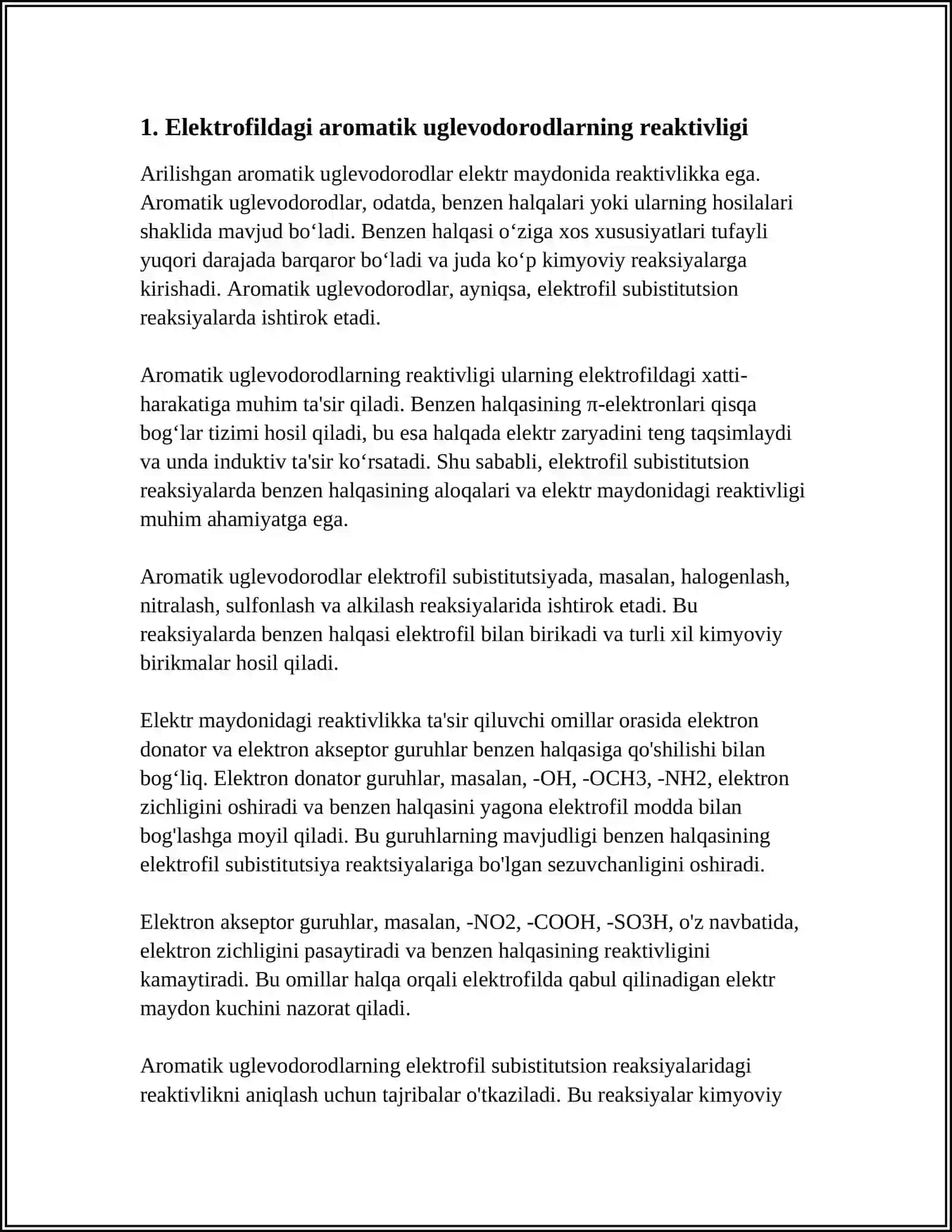 AROMATIK UGLEVODORODLARDA NUKLEOFIL ALMASHINISH REAKSIYALARI 3