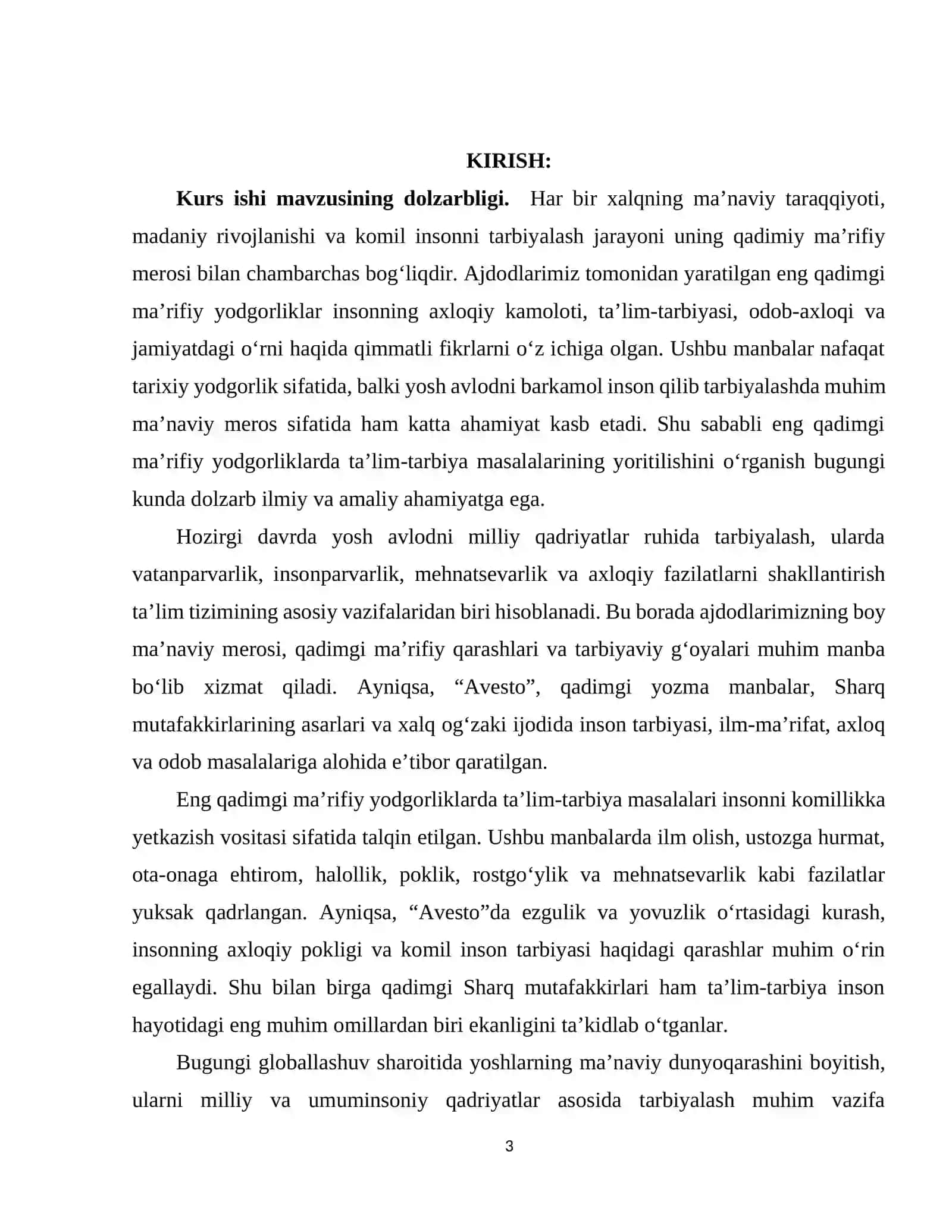 Eng qadimgi ma'rifiy yodgorliklarda ta'lim - tarbiya masalalari shuni qiling hoz namyna tashliman 3