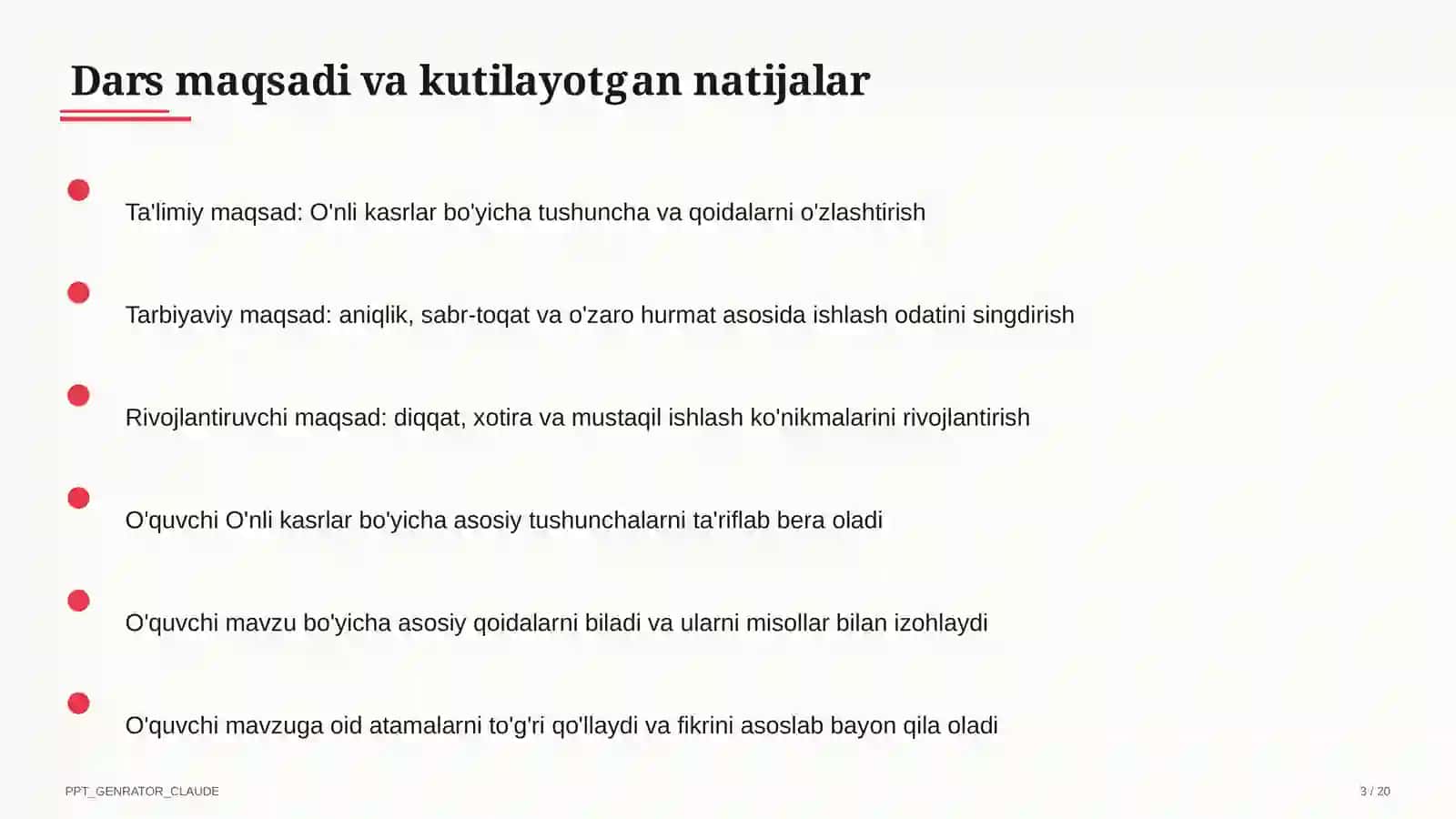 O'nli kasrlar (5-sinf) 3