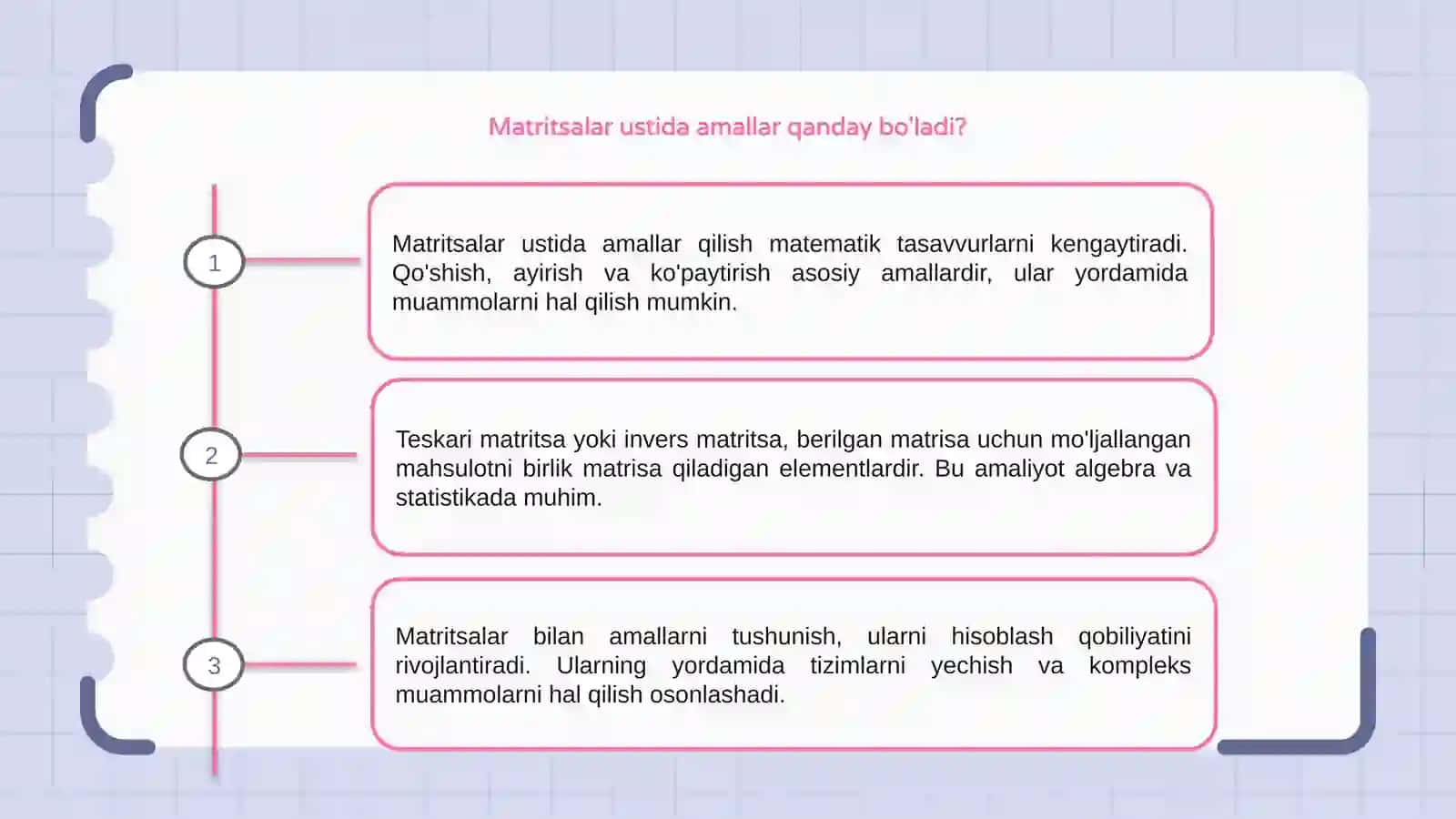 Matritsalar ustida amallar. Teskari matritsa 3