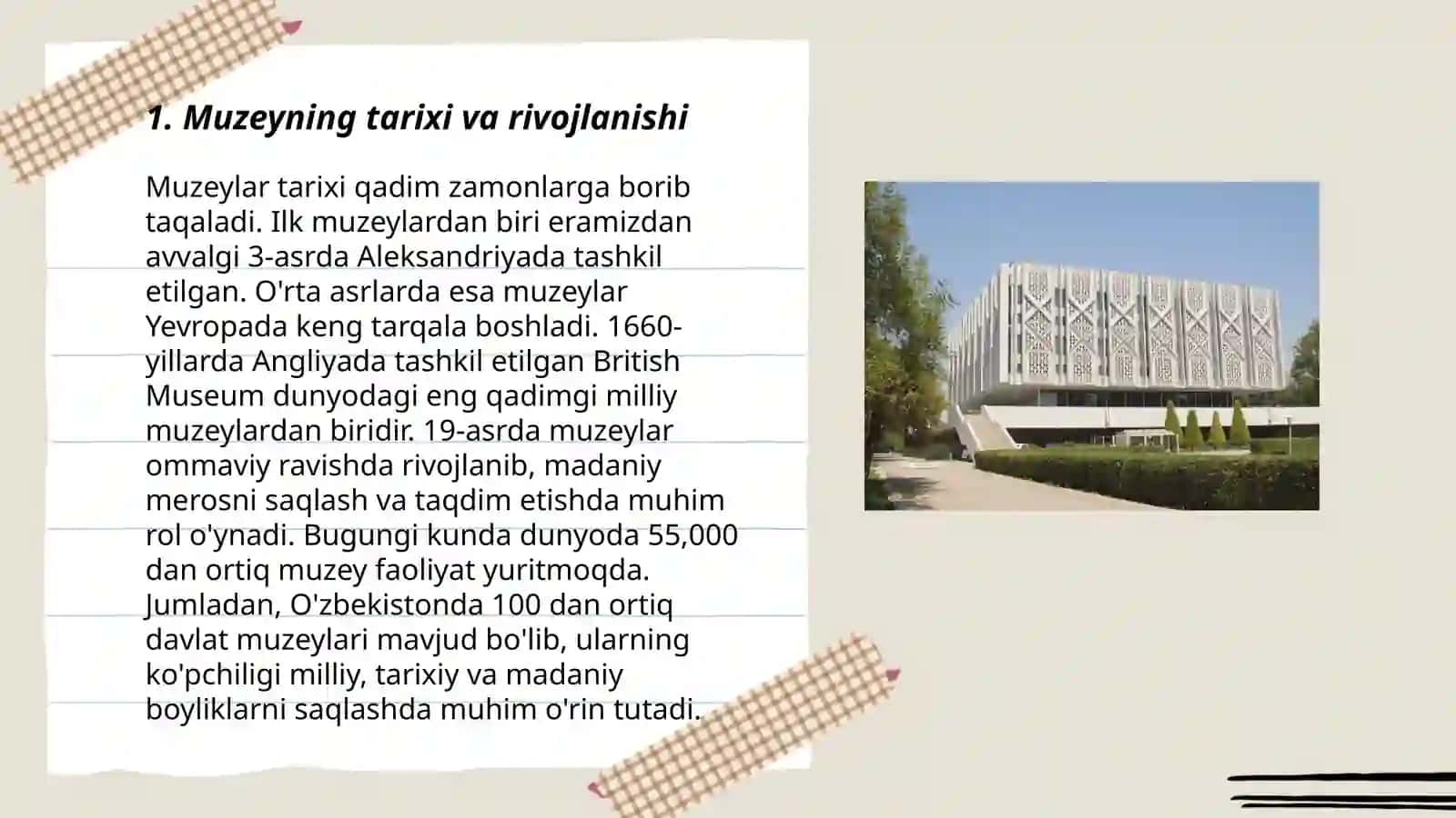 Muzeylar oʻtmish va kelajak oʻrtasidagi koʻprik. Oʻzbekiston davlat sanʼat muzeyi 3