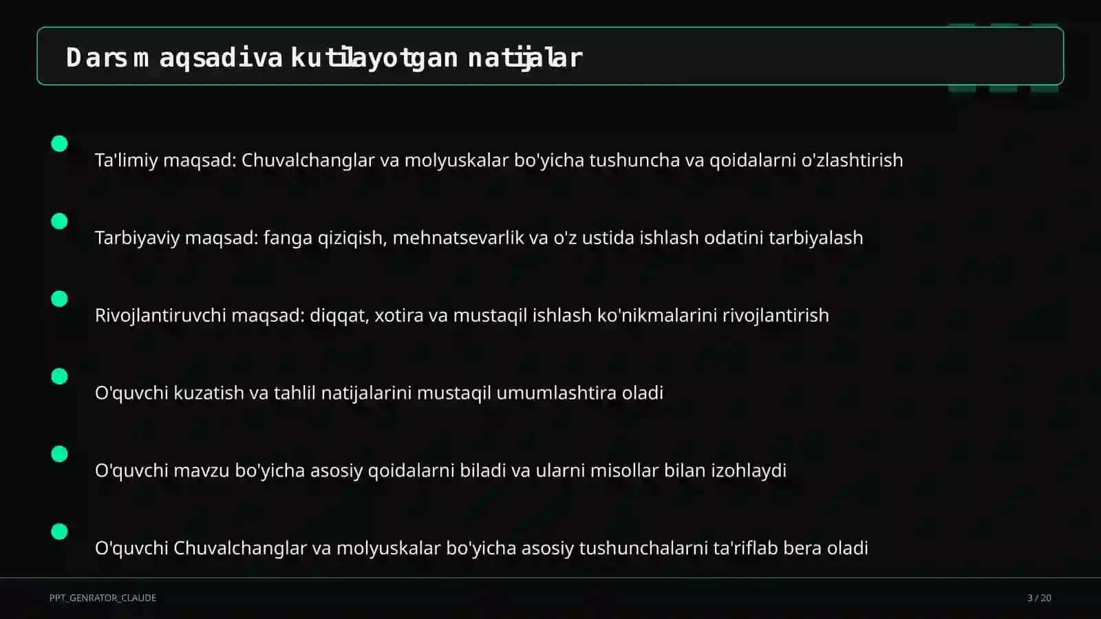 Chuvalchanglar va molyuskalar (7-sinf) 3