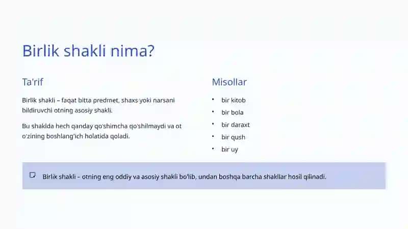 Otlarning birlik va koʻplik shakllari 3
