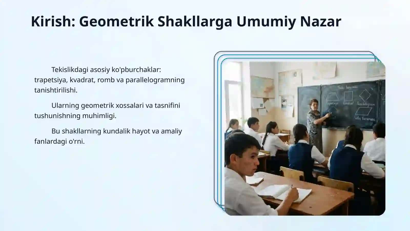 Trapetsiya kvadrat romb va paralellogram. Fales teoremasi 3