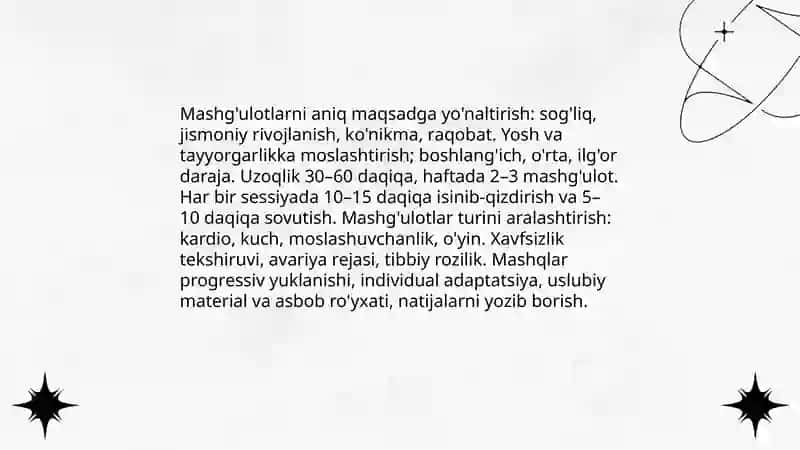 Sinfdan tashqari olib boriladigan jismoniy tarbiya ishlariga tavsiya 3