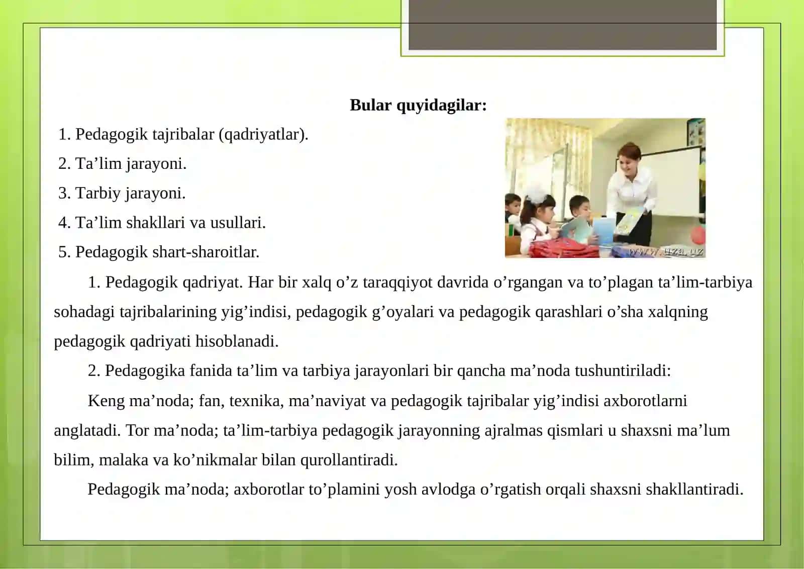 PEDAGOGIKAFANINING PREDMETI, MAQSADI, VAZIFASI, ILMIY TADQIQOT METODLARI 3