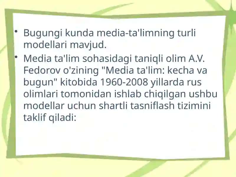 Mediata’lim modellari 3