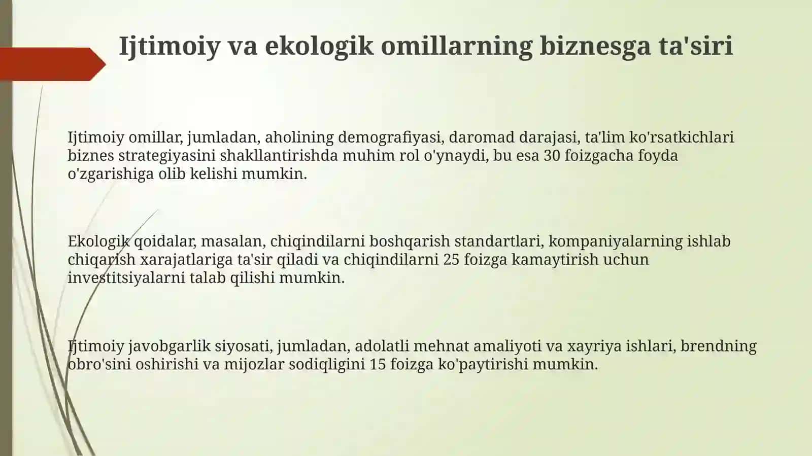 Biznes yuritishda ijtimoiy ekologik omillar 3