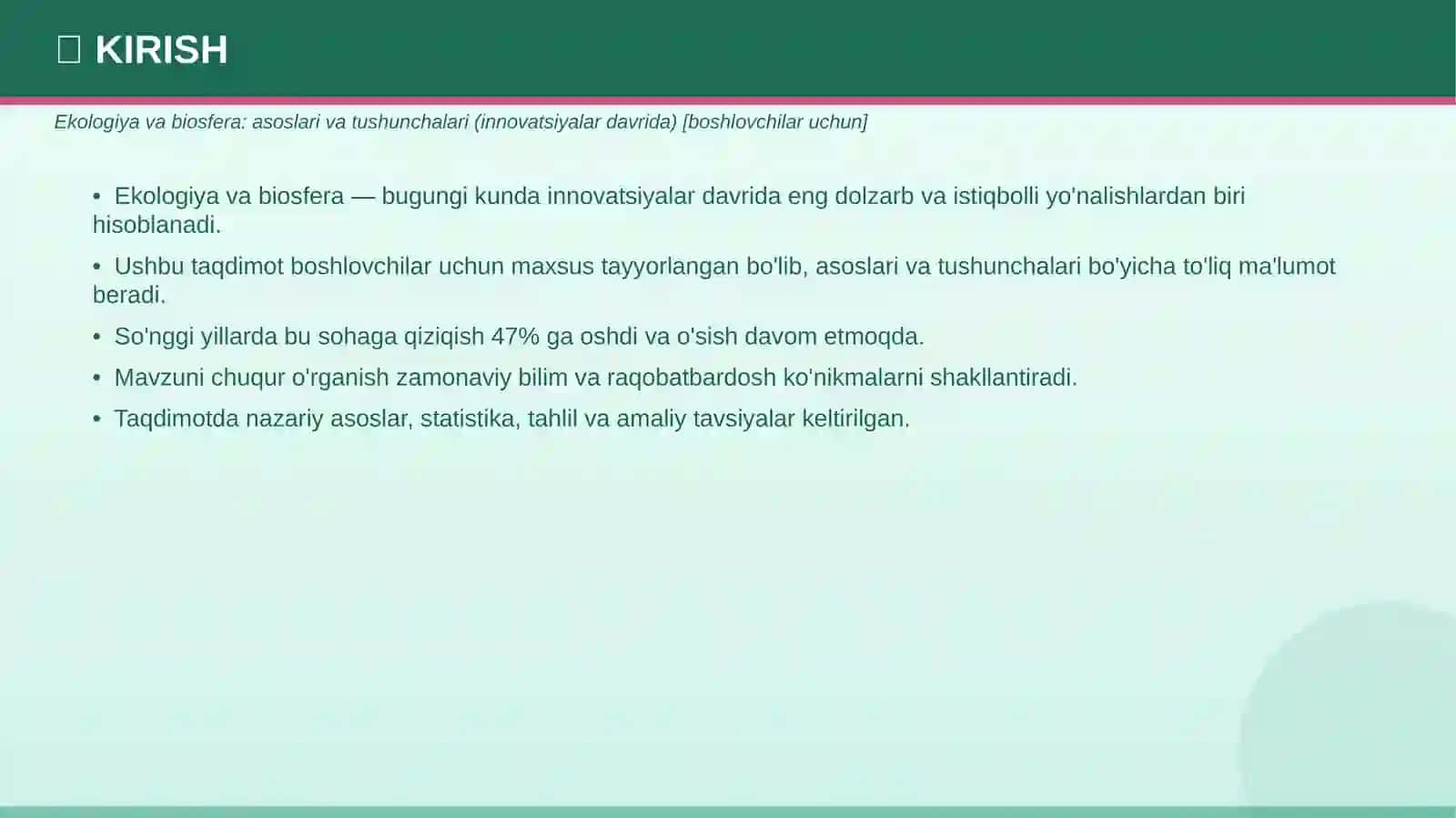 EKOLOGIYA VA BIOSFERA Asoslari va tushunchalari 3