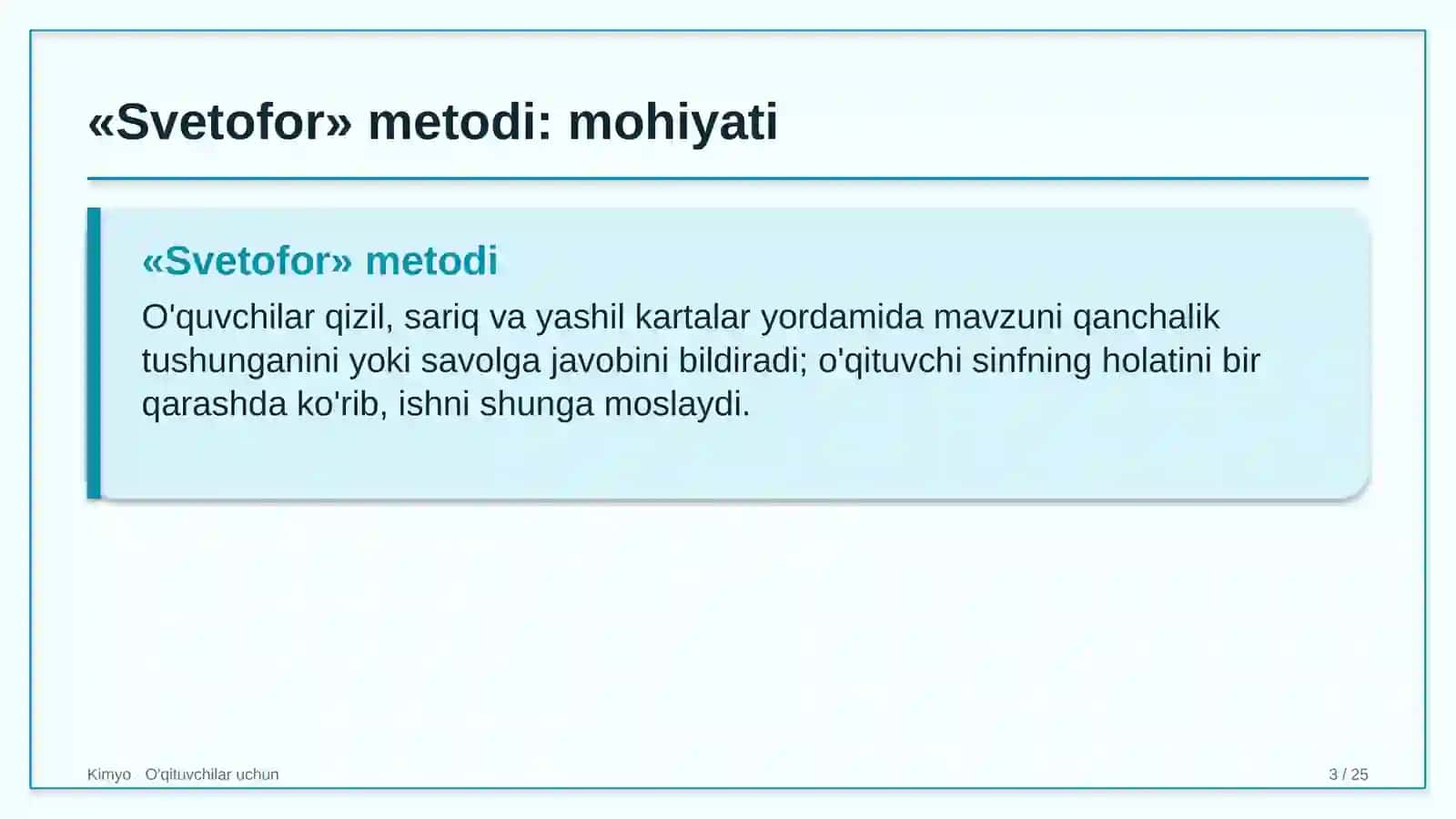 kimyo darslarida svetofor metodidan foydalanish 5424 3