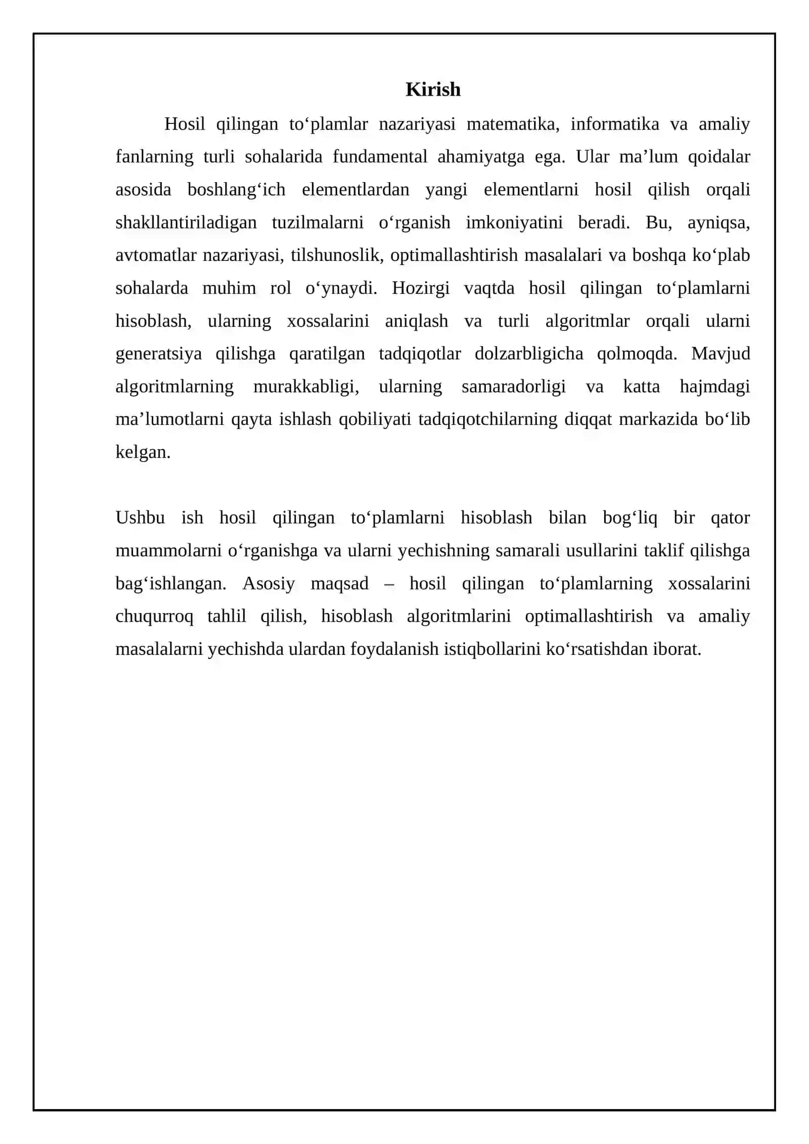 Hosil qilingan toʻplamlar. Hisoblash masalalari 3
