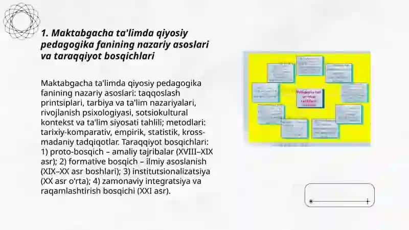 Maktabgacha talimda qiyosiy pedagogika fanining taraqqiyot bosqichlari 3