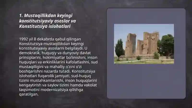 Mustaqillikdan keyingi konstitutsiyaviy asoslar va Konstitutsiya islohotlari 3