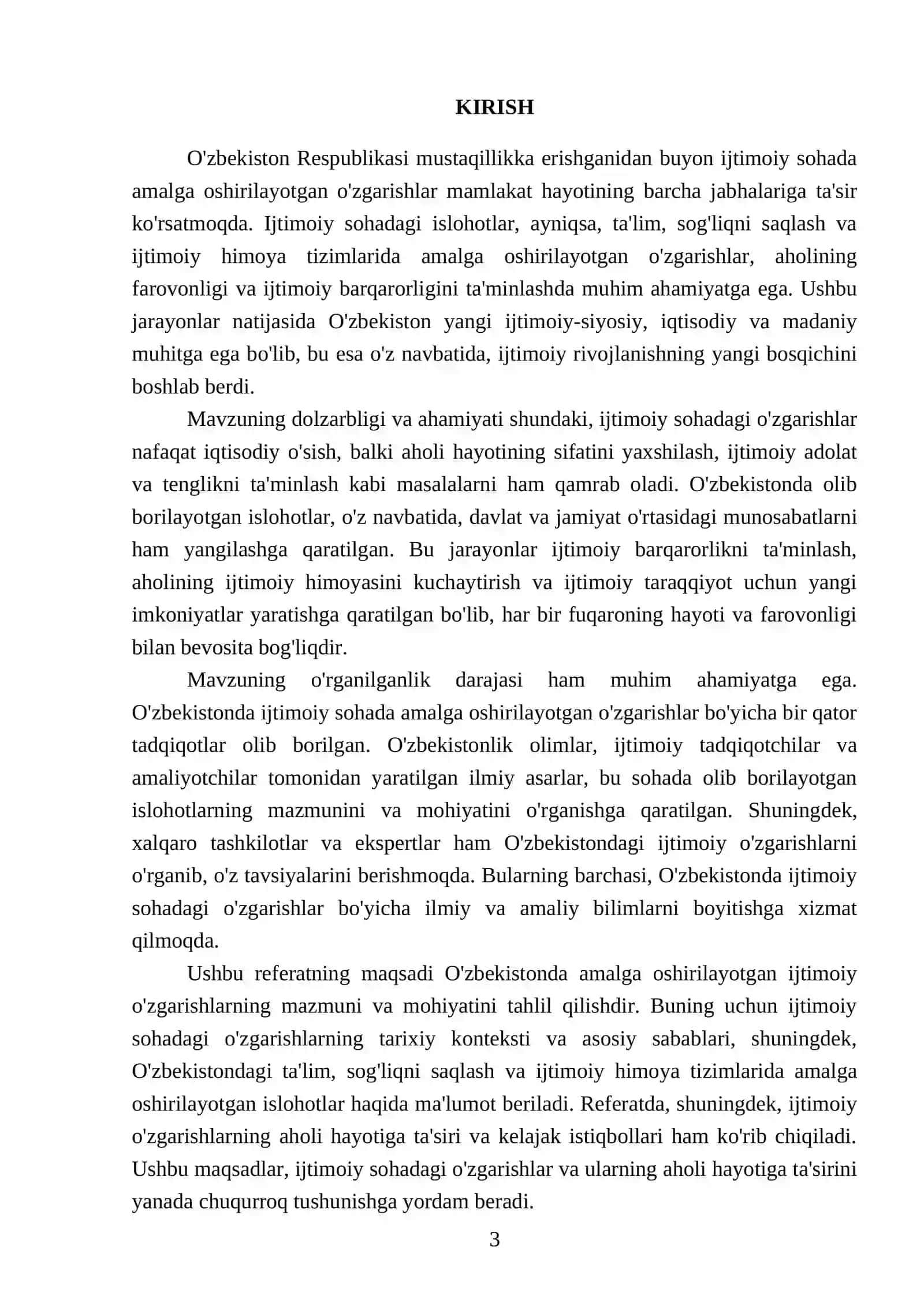 O'zbekistonda ijtimoiy sohada amalga oshirilayotgan o'zgarishlar mazmun va mohiyati 3