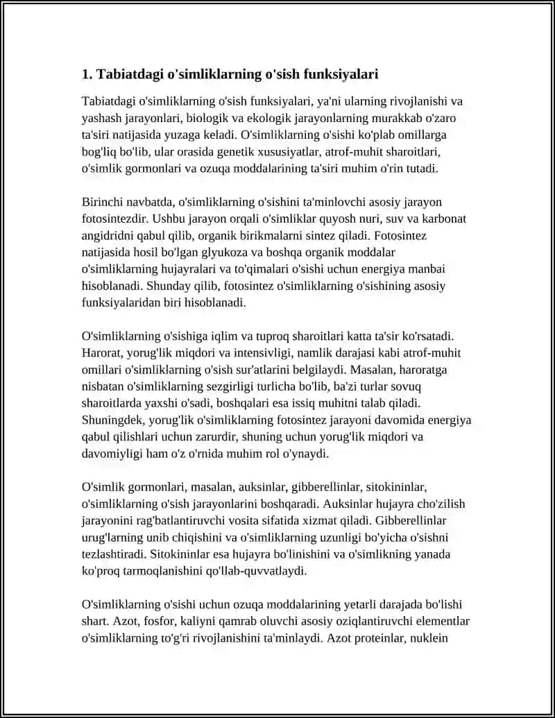 Tabiatdagi o'simliklarning o'sish funksiyalari 3