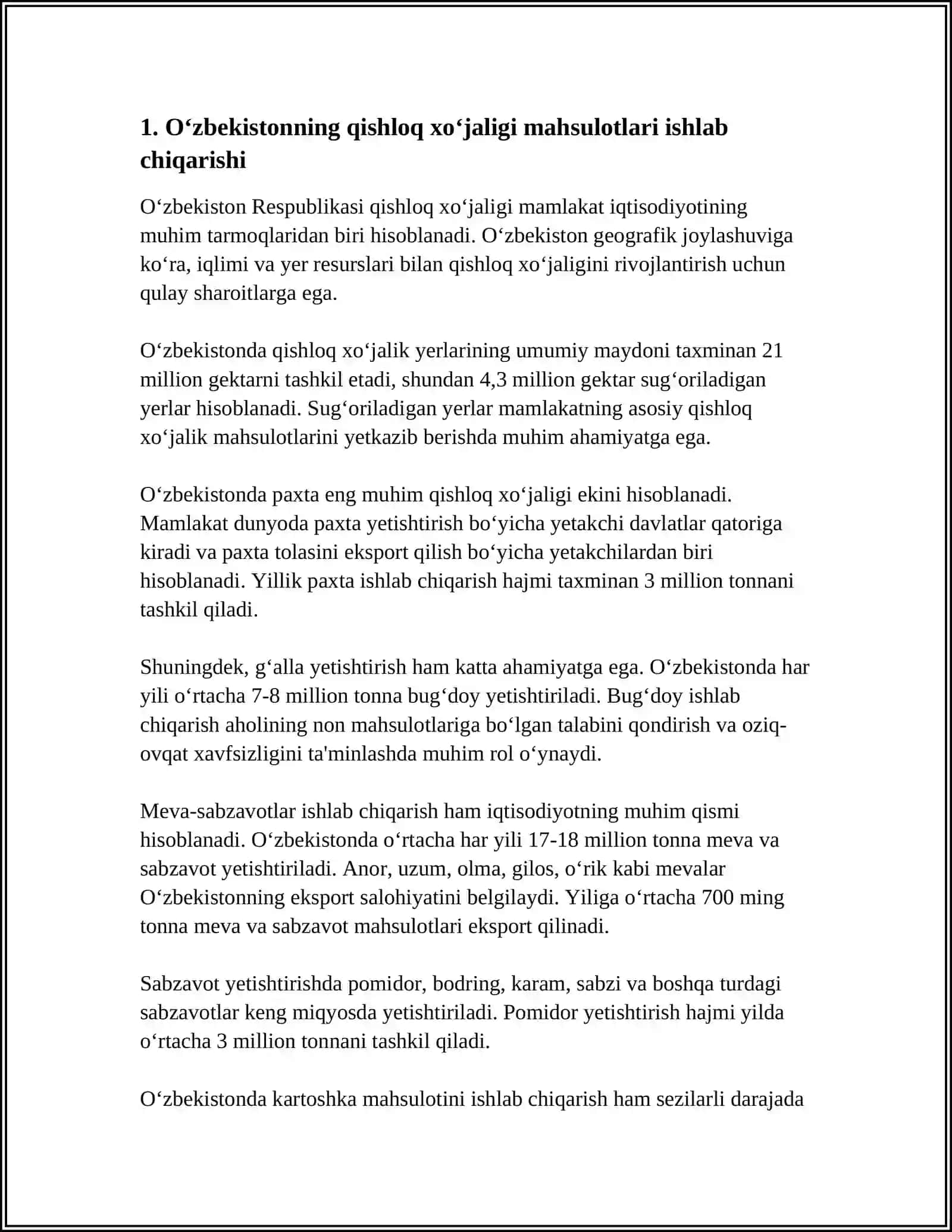 O‘ZBEKISTON RESPUBLIKASIDAGI OZIQ-OVQAT SANOATI SOHALARI HOLATI 3