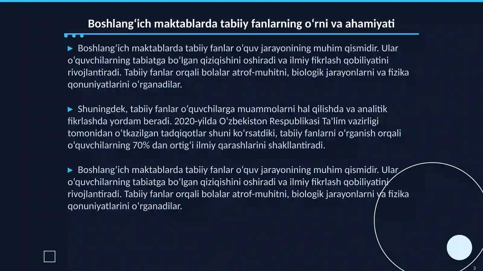 Boshlang‘ich maktablarda tabiiy fanlarning mazmuni, o‘quv dasturining tahlili 3