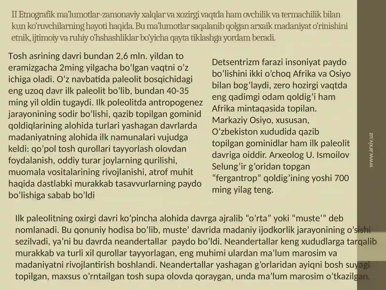 Arxaik (ibtidoiy) madaniyat va an’anaviy madaniyat 3