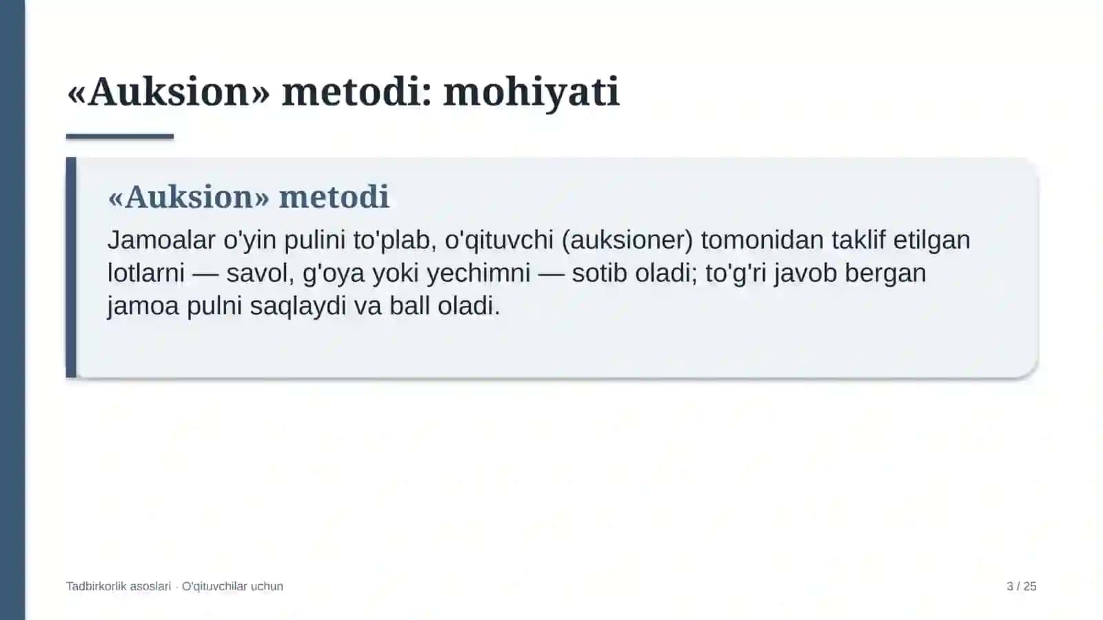 tadbirkorlik asoslari darslarida auksion metodidan foydalanish 3871 3