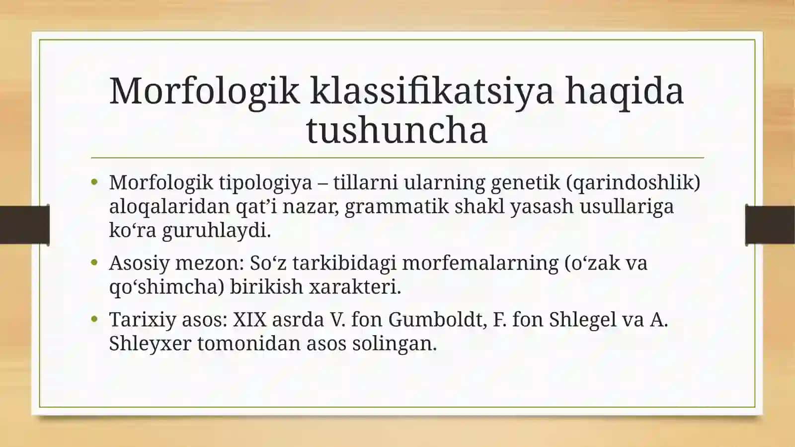 Tillarning morfologik klassifikatsiyasi (analitiklik, sintetiklik vapolisintetiklik) 3