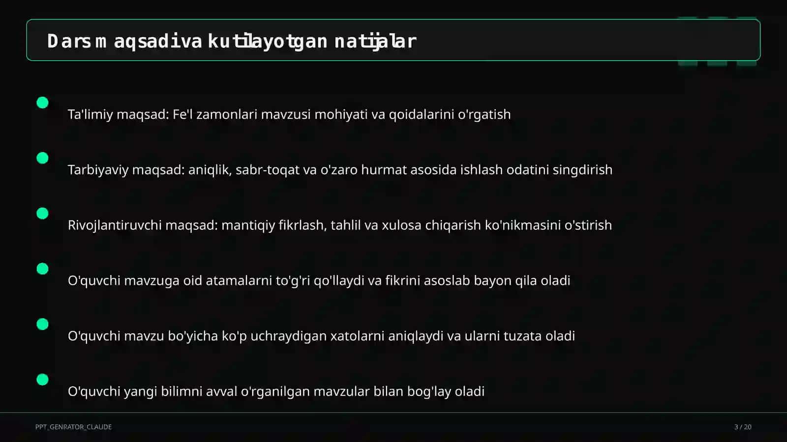 Fe'l zamonlari (4-sinf) 3