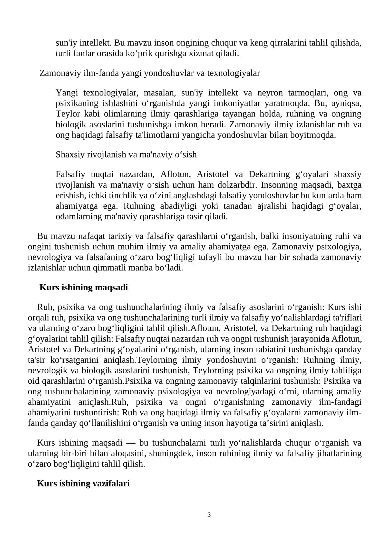 Ruh haqida ilmiy (teylor) va falsafiy (Aflotun, Aristotel, Dekart) g‘oyalar. Psixika va ongning ta’riflari 3