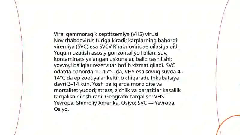 Baliqlarning virusli gemmoragik septitsemiya va karplarning bahorgi viremiya kasalliklari 3