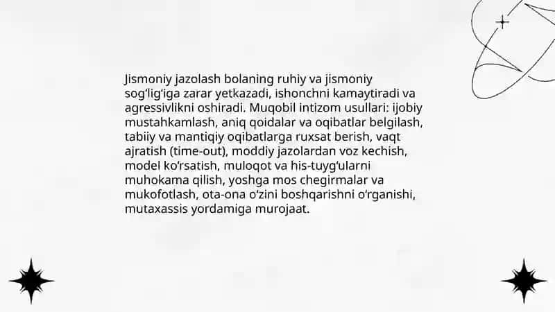 Jismoniy jazolash va unga muqobil intizom usullari 3