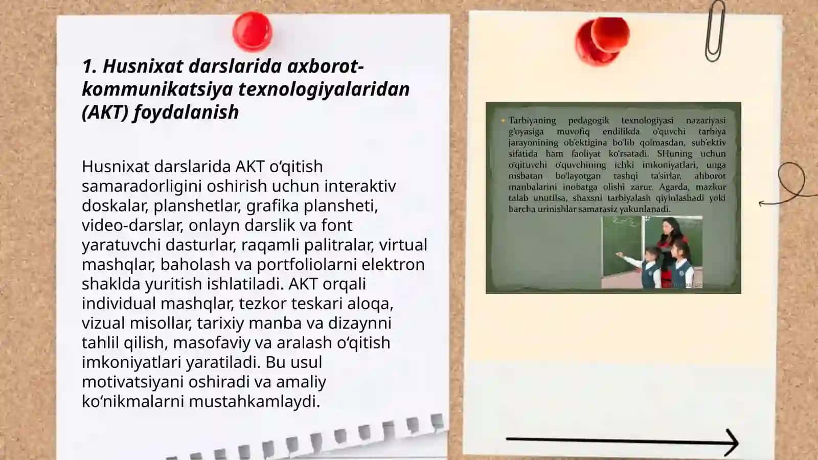 Husnixat darslarida pedagogik texnologiyalarni qoʻllash 3