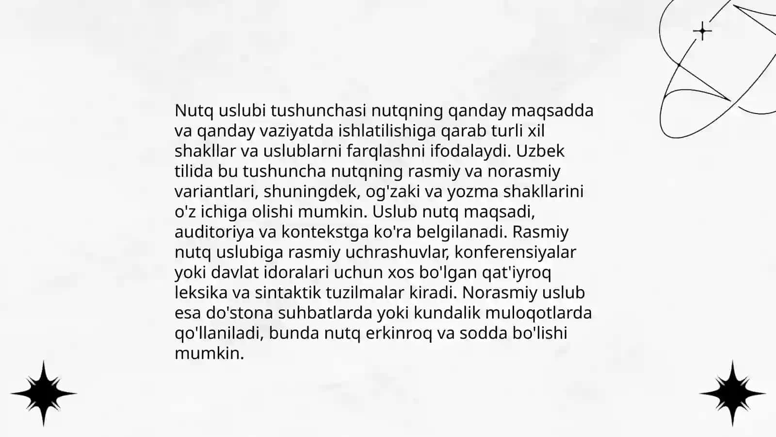 Nutq uslublari bo'limini o'qitish 3