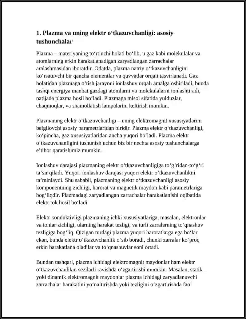 PLАZMА HАQIDА TUSHUNCHА. PLАZMАNING ELЕKTR O‘TKАZUVCHАNLIGI 3