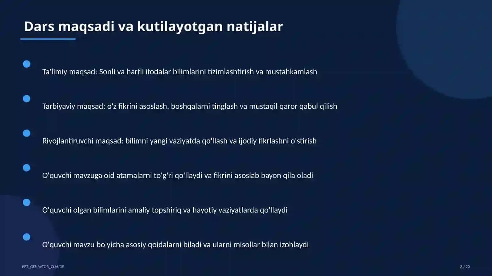 Sonli va harfli ifodalar (5-sinf) 3