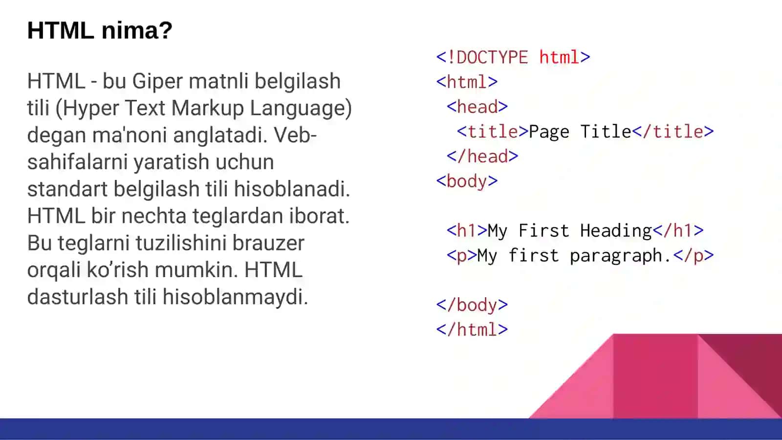 HTML5 tushunchalari va semantik teglar 3